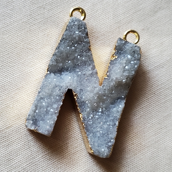 N Drusy Initial Pendant Connector - Picture 1 of 8